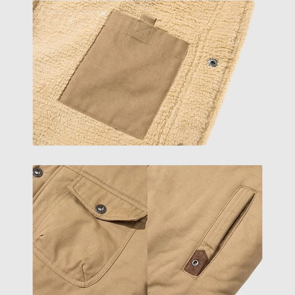 Mens Fleece Lined Jacket with Button Closure