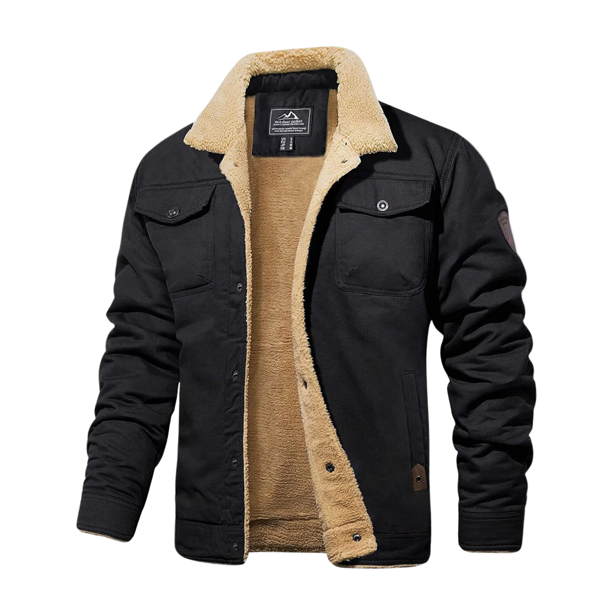 Mens Fleece Lined Jacket with Button Closure