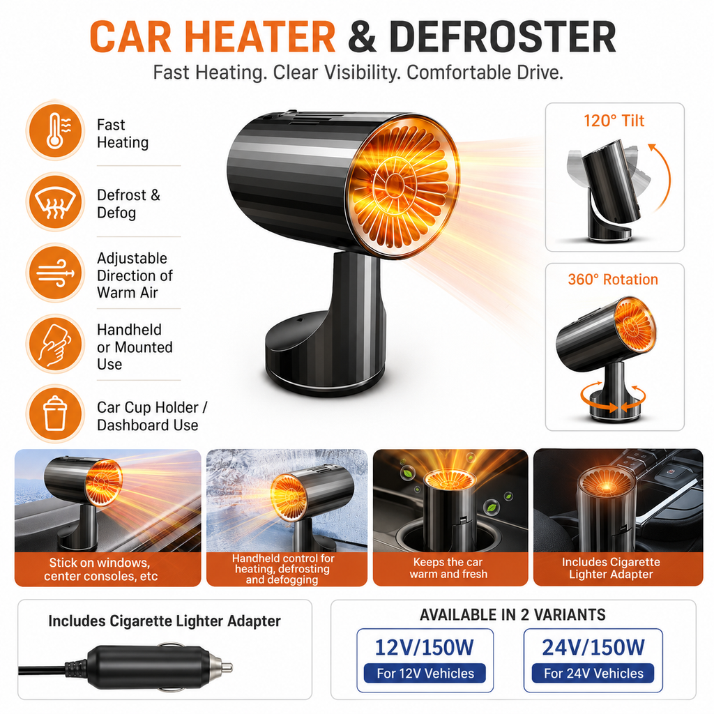 Portable Car Heater with 360 Degree Rotation