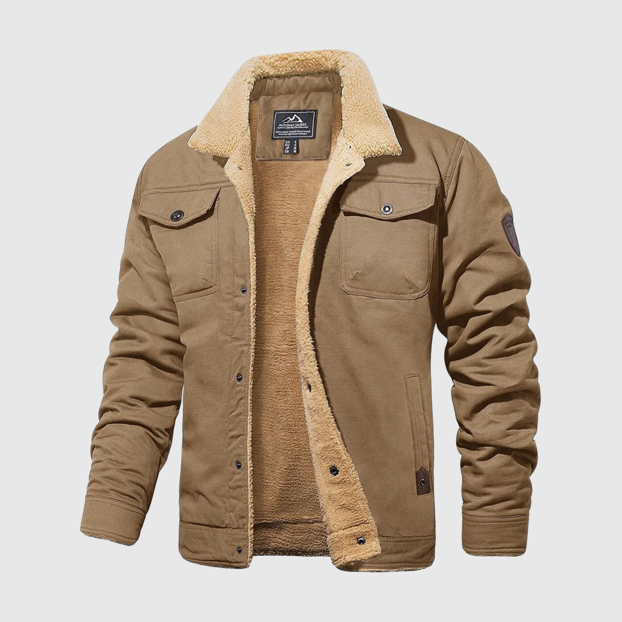 Mens Fleece Lined Jacket with Button Closure