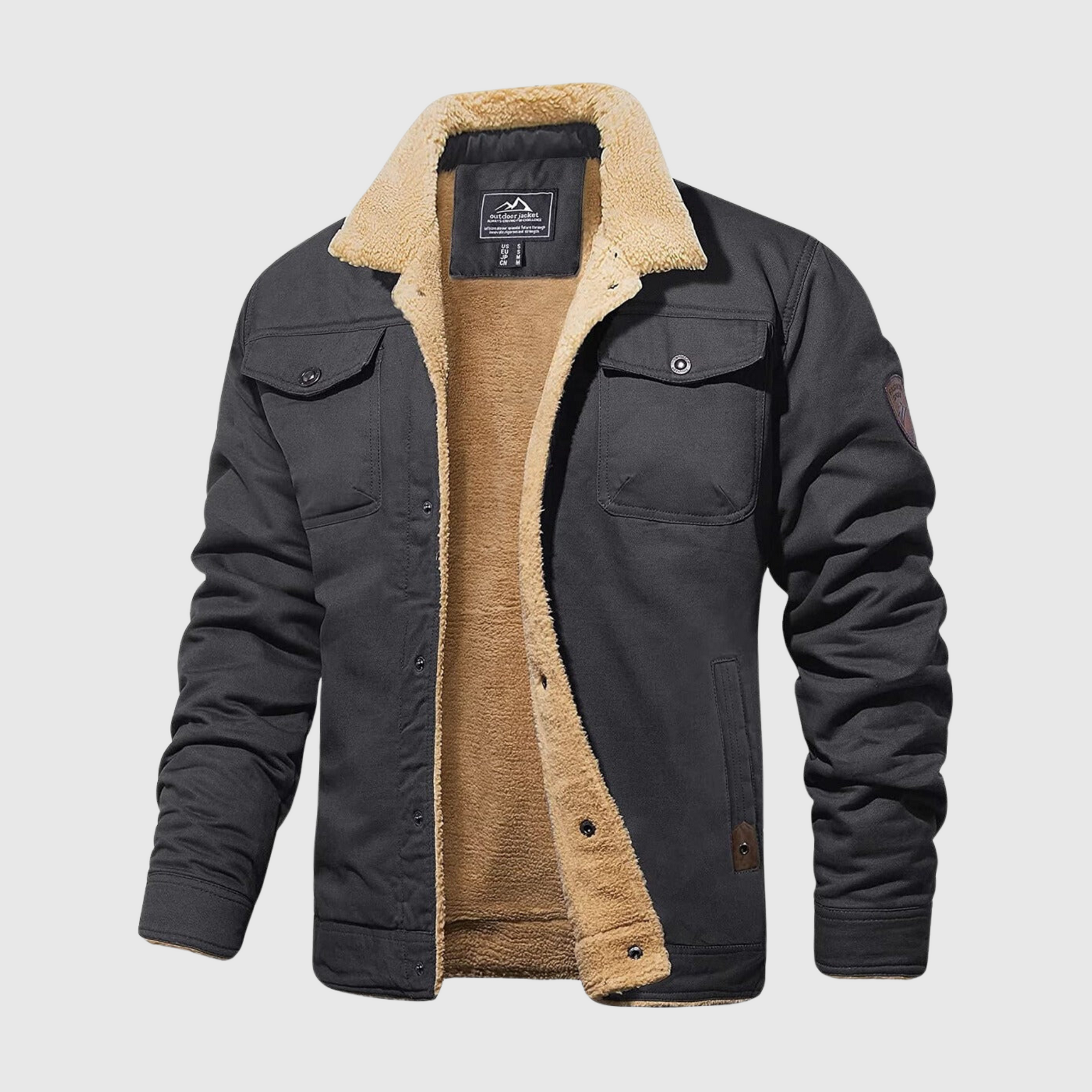 Mens Fleece Lined Jacket with Button Closure