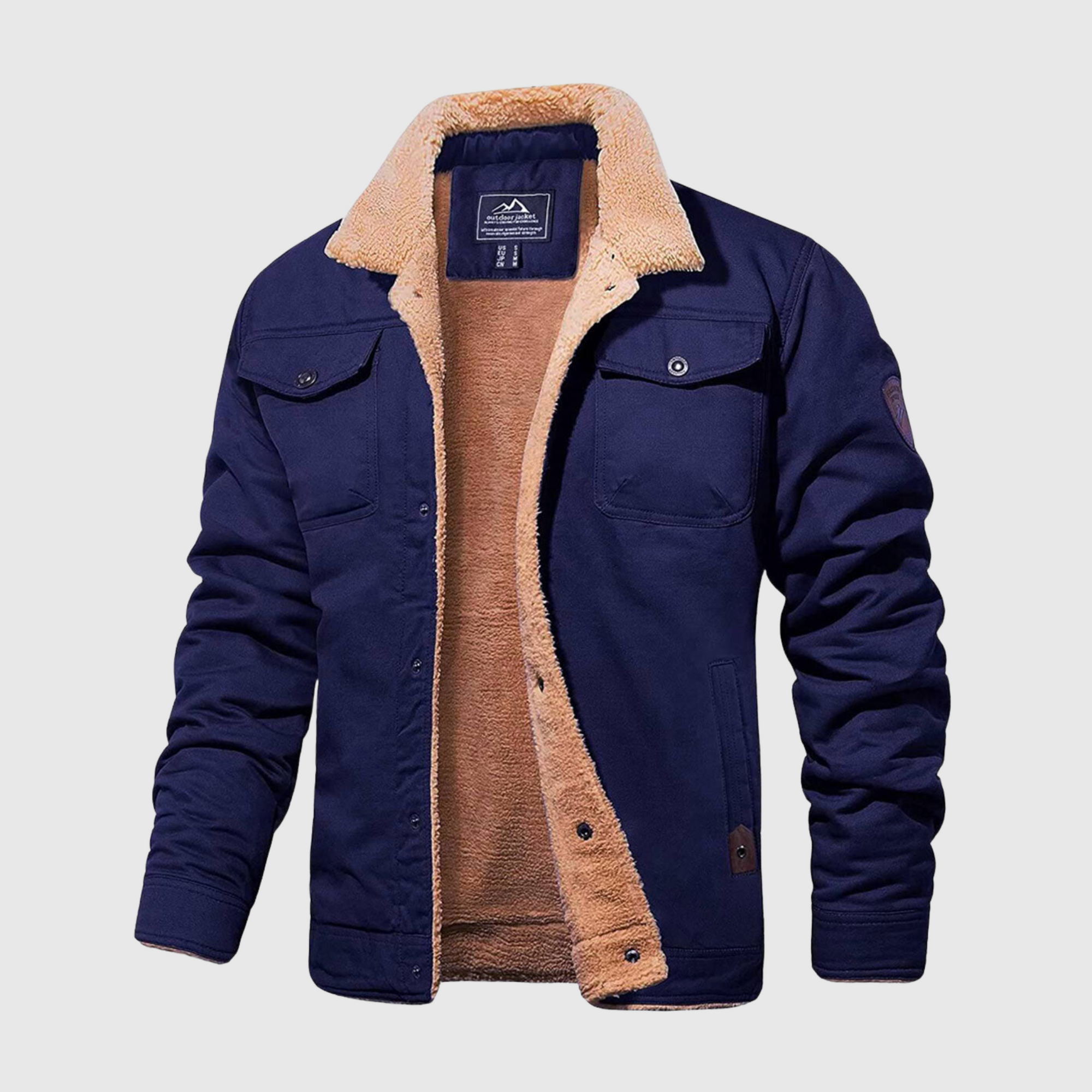 Mens Fleece Lined Jacket with Button Closure
