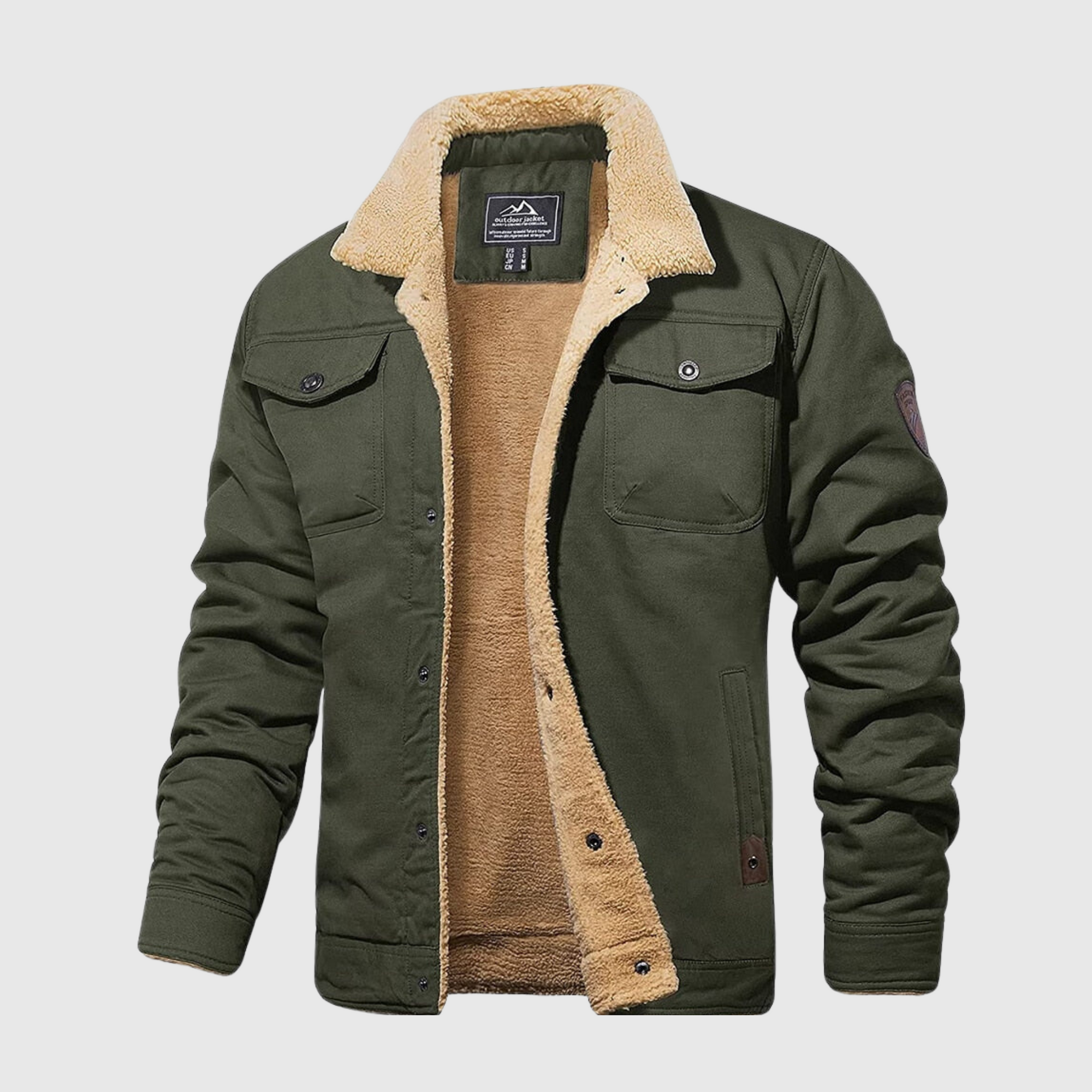 Mens Fleece Lined Jacket with Button Closure