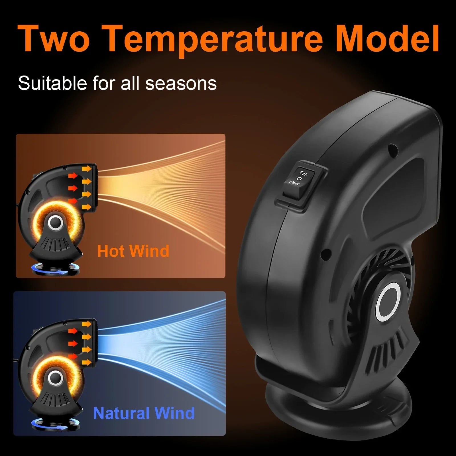 Portable Car Heater Defogger Fan 12V 24V with Adjustable Rotation