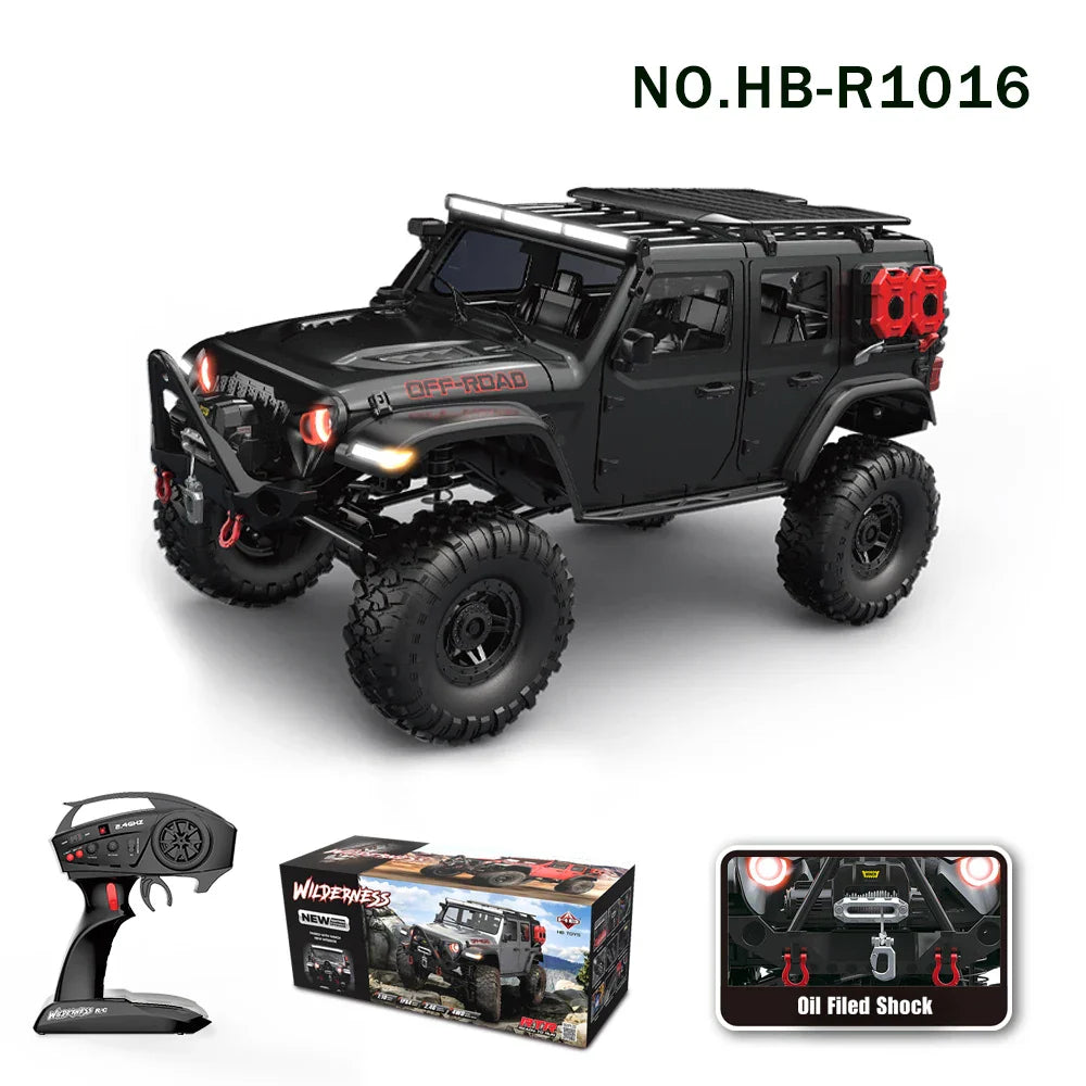 RC Car 4WD Off-Road Rock Crawler with LED Lights and USB Charging