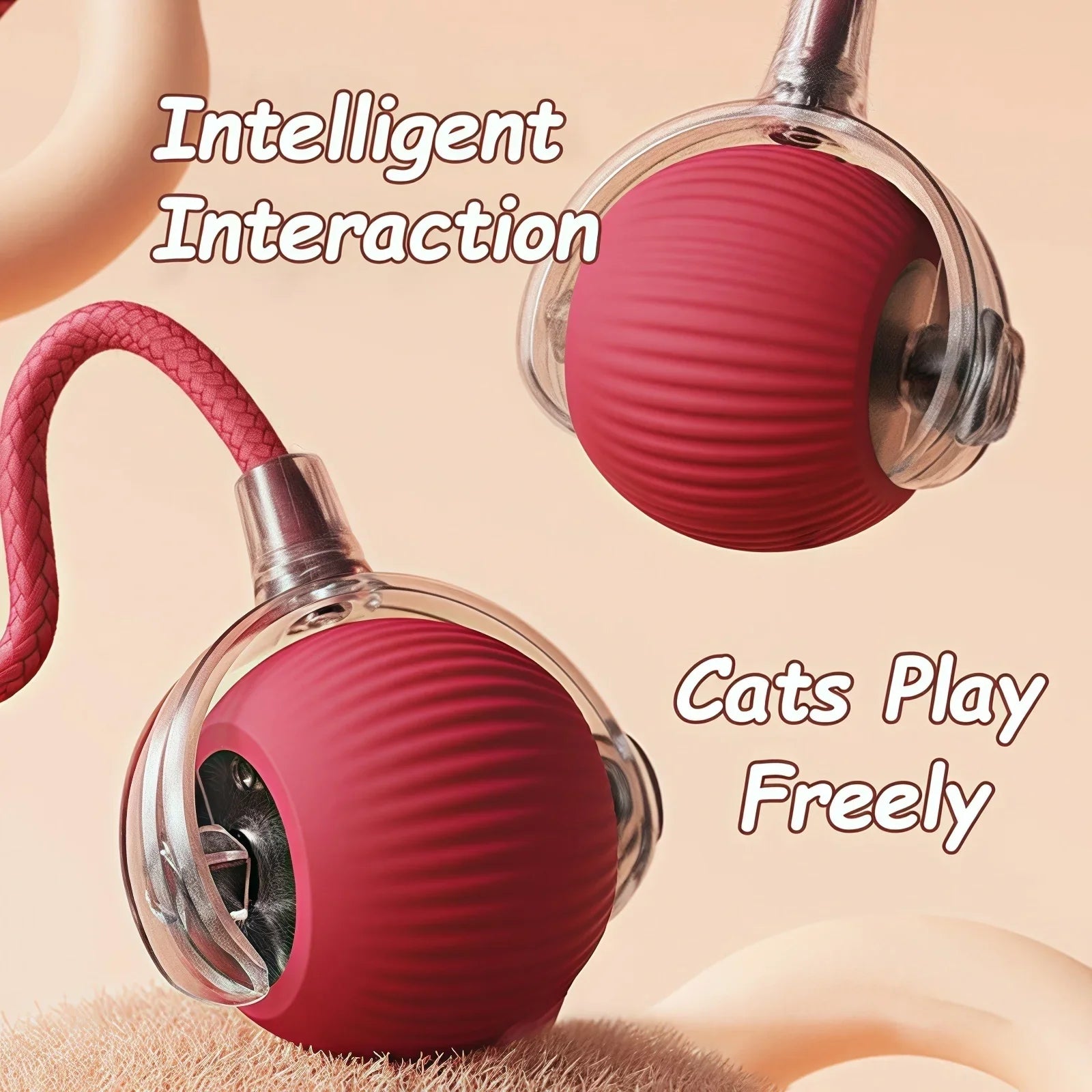 Interactive Cat Toy Rolling Ball with Tail