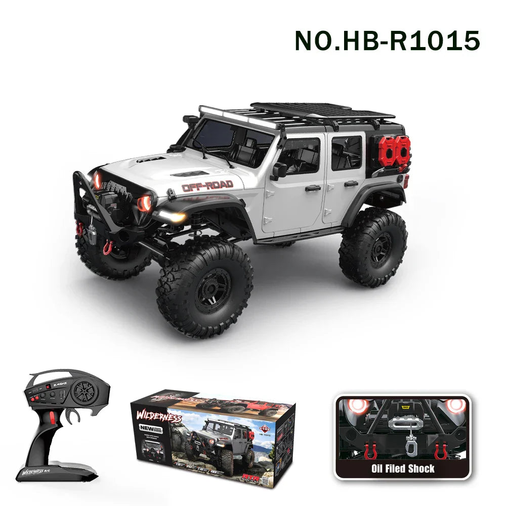 RC Car 4WD Off-Road Rock Crawler with LED Lights and USB Charging
