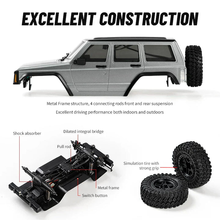 RC Car 1/18 Scale 4WD Off Road Crawler Remote Control Toy