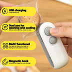 Mini Handheld Heat Bag Sealer with Cutter USB Rechargeable Tool