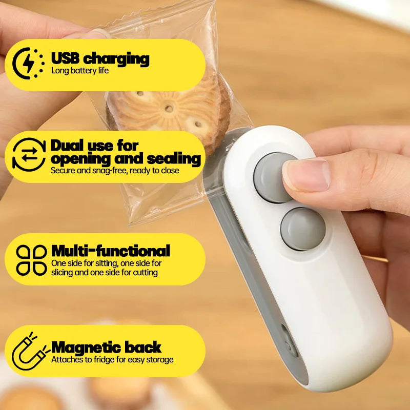 Mini Handheld Heat Bag Sealer with Cutter USB Rechargeable Tool