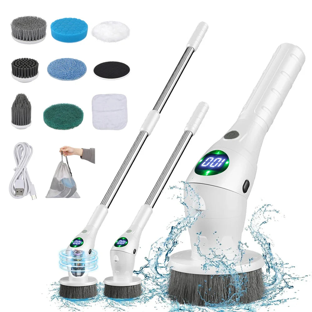 Wireless Electric Spin Scrubber with 8 Brush Heads