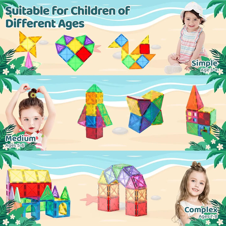 Magnetic Tiles Building Blocks Set 56 Pieces STEM Educational Toy