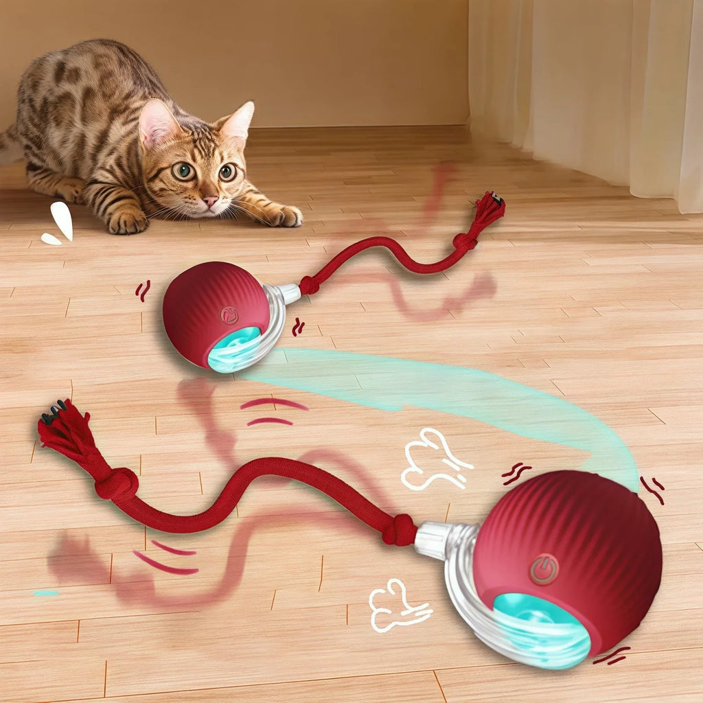 Interactive Cat Toy Rolling Ball with Tail