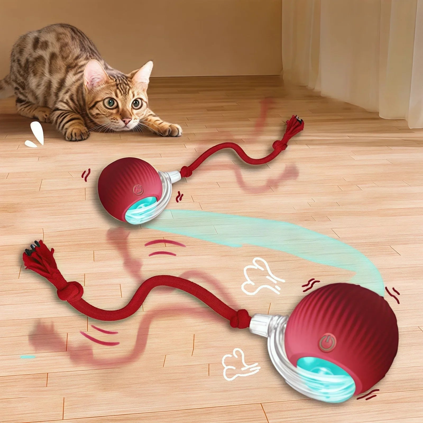 Interactive Cat Toy Rolling Ball with Tail