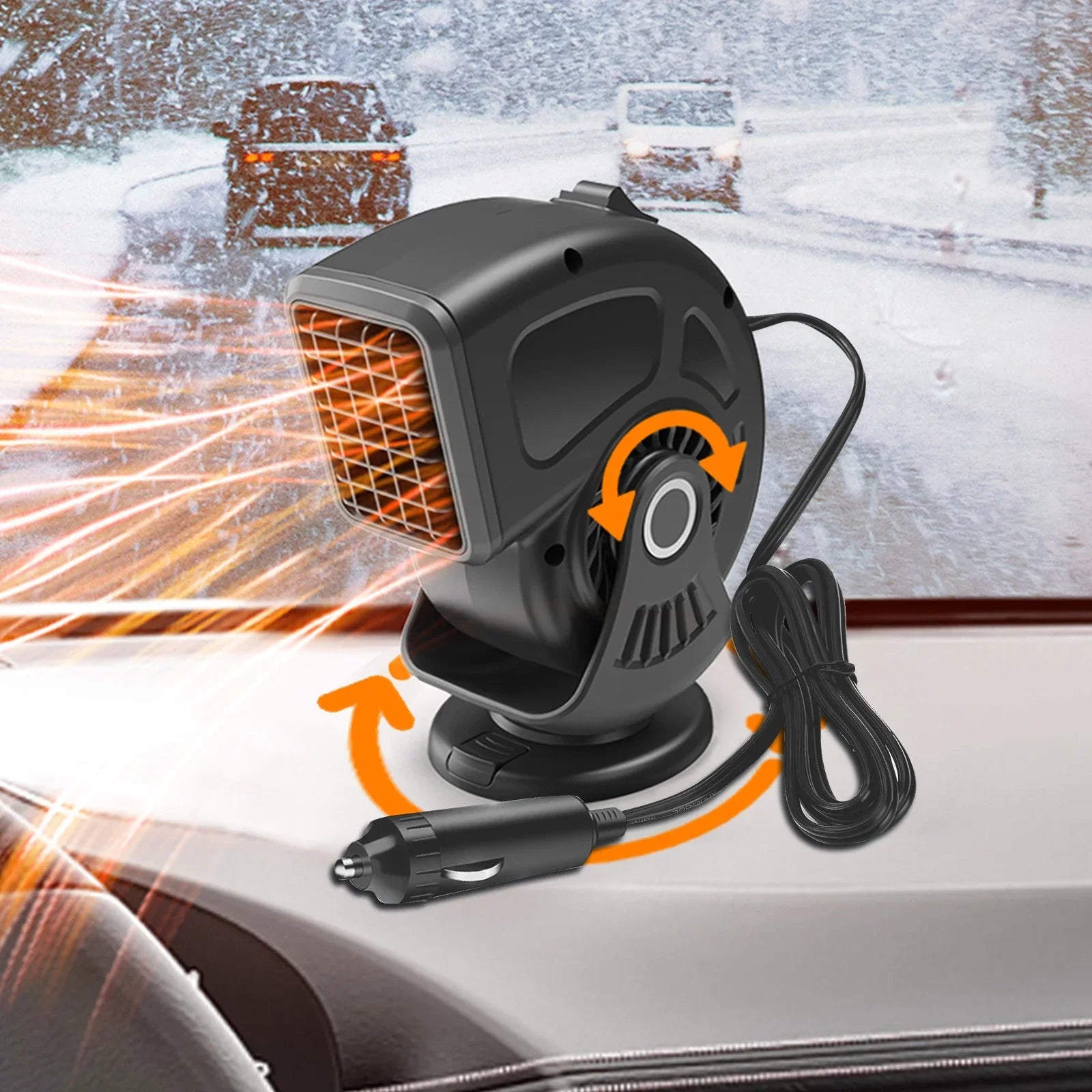 Portable Car Heater Defogger Fan 12V 24V with Adjustable Rotation