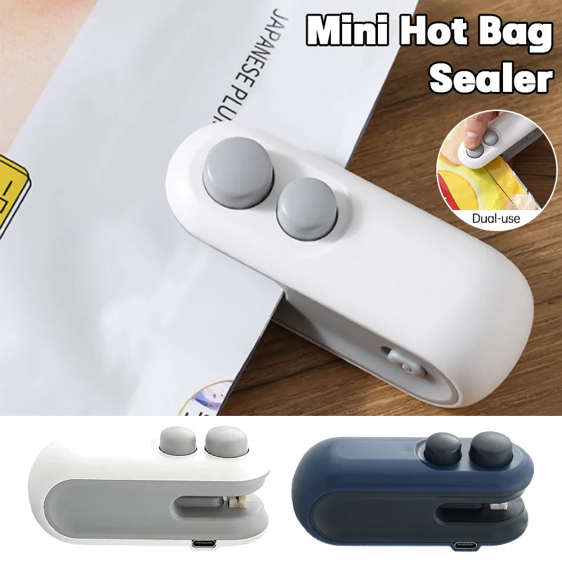 Mini Handheld Heat Bag Sealer with Cutter USB Rechargeable Tool