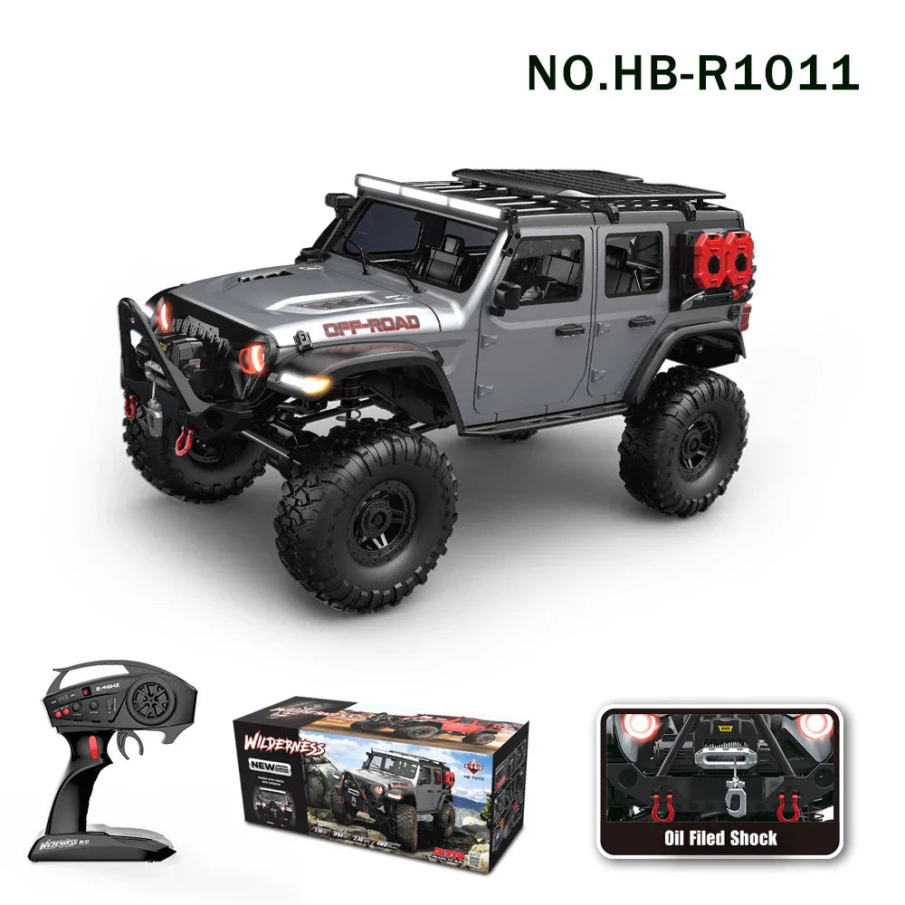 RC Car 4WD Off-Road Rock Crawler with LED Lights and USB Charging