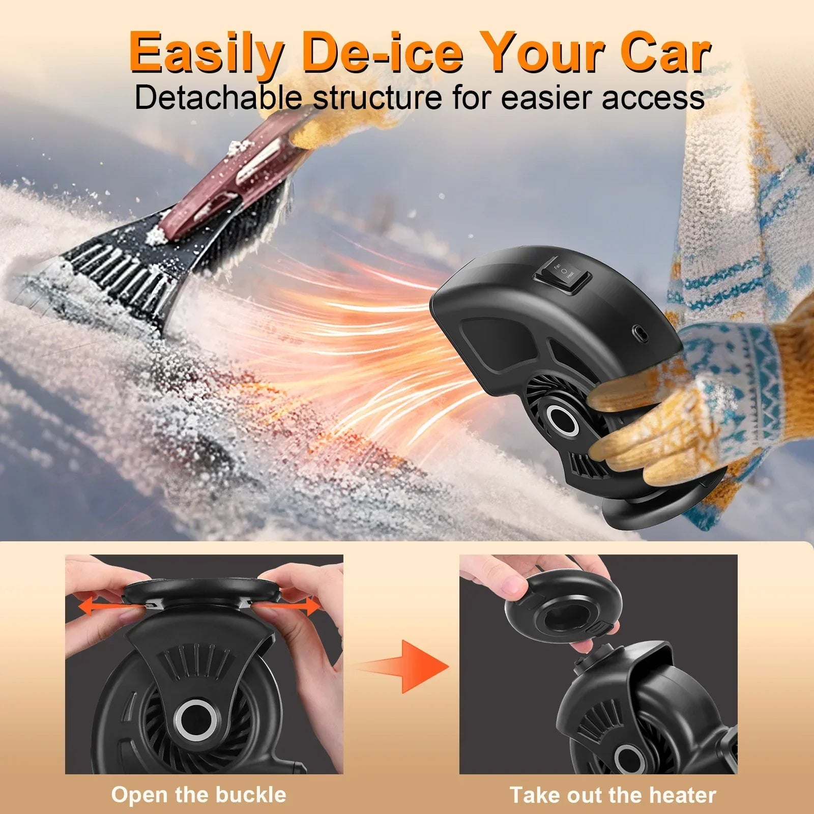Portable Car Heater Defogger Fan 12V 24V with Adjustable Rotation