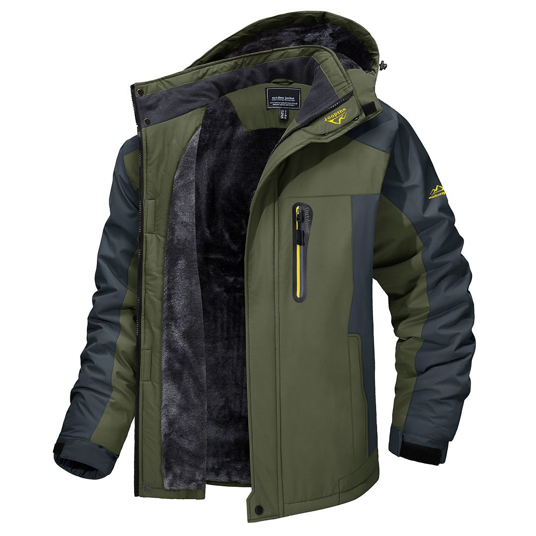 Mens Waterproof Hooded Jacket with Fleece Lined
