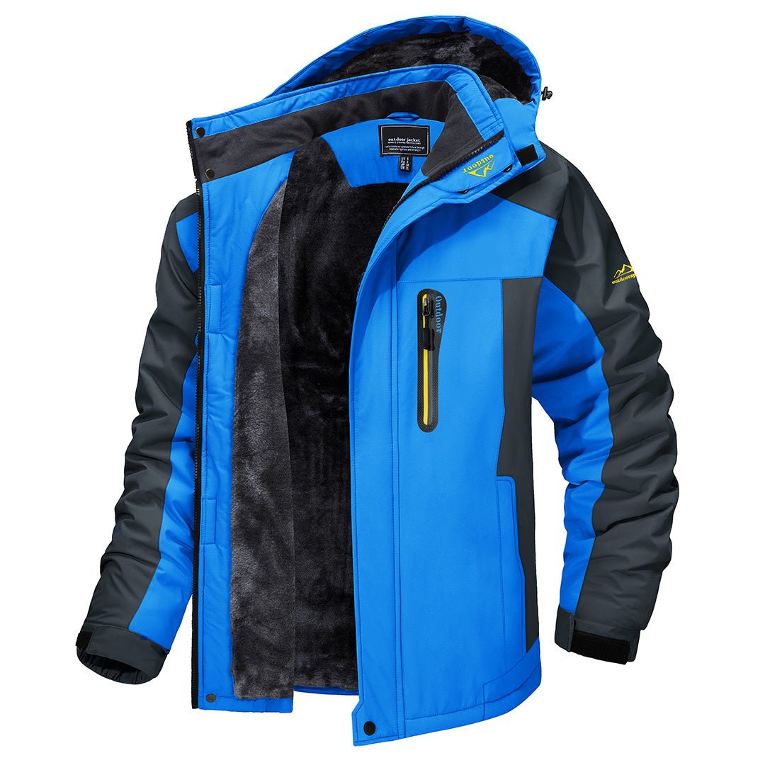 Mens Waterproof Hooded Jacket with Fleece Lined