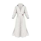 Womens Long Sleeve Midi Dress with V Neck Button