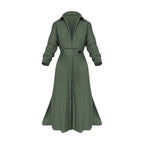 Womens Long Sleeve Midi Dress with V Neck Button